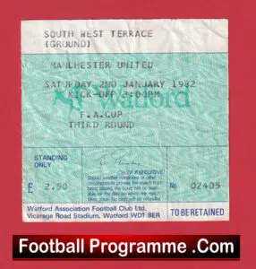Watford v Manchester United 1982 – Football Ticket