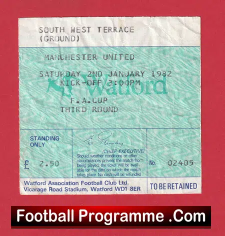 Watford v Manchester United 1982 - Football Ticket - Image 2