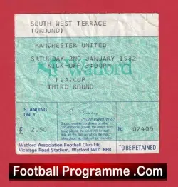 Watford v Manchester United 1982 – Football Ticket