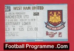 West Ham United v Manchester United 2000 – Football Ticket