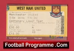 West Ham United v Manchester United 2002 – Football Ticket