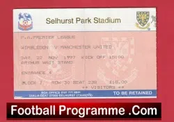 Wimbledon v Manchester United 1997 – Match Ticket