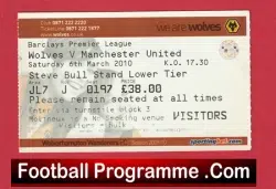 Wolves v Manchester United 2010 – Match Ticket