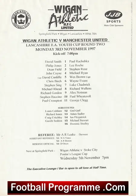 Wigan Athletic v Manchester United 1997 - Youth Cup - Image 2