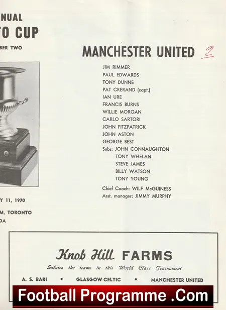 Glasgow Celtic v Manchester United 1970 - Canada Tour = White - Image 4