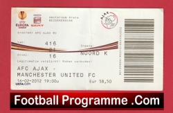 Ajax v Manchester United 2012 – Match Ticket Netherlands