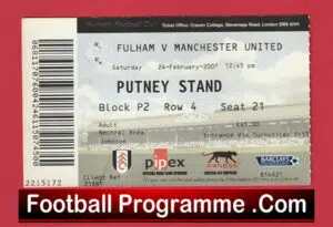 Fulham v Manchester United 2007 – Match Ticket