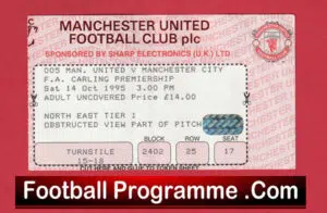 Manchester United v Manchester City 1995 – Ticket Man Utd