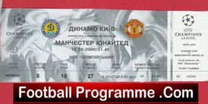 Dynamo Kyiv v Manchester United 2000 – Football Ticket Ukraine
