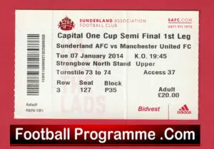 Sunderland v Manchester United 2014 – Semi Final Match Ticket
