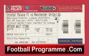 Crystal Palace v Manchester United 2014 – Football Match Ticket