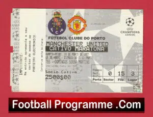 Porto FC v Manchester United 1997 – Match Ticket Portugal