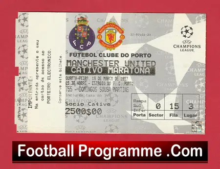Porto FC v Manchester United 1997 - Match Ticket Portugal - Image 2