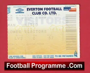 Everton v Manchester United 1999 – Football Ticket