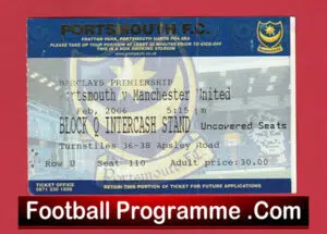 Portsmouth v Manchester United 2006 – Football Ticket