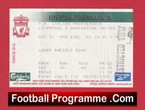 Liverpool v Manchester United 2001 – Football Ticket