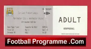 Manchester City v Manchester United 2010 – Football Ticket