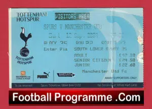 Tottenham Hotspur v Manchester United 2009 – Match Ticket