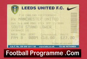 Leeds United v Manchester United 2001 – Football Ticket