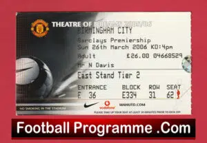 Manchester United v Birmingham City 2006 – Match Ticket