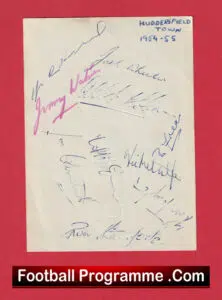 Huddersfield Town Football Club Multi Autographed Signed Sheet 1954 – 1955
