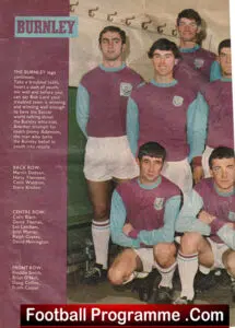 Burnley Football Club Multi Autographed Signed Team Picture 1960’s