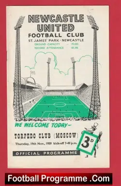 Newcastle United v Torpedo Moscow 1959 - 1950's Friendly Game