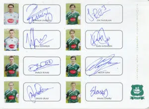 Plymouth Argyle Football Club Multi Autographed Card 2009 – 2010