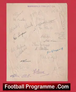 Huddersfield Town Football Club Multi Autographed Signed Sheet 1946 -1947