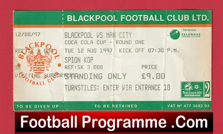 Blackpool v Manchester City 1997 - Football Ticket - Image 2