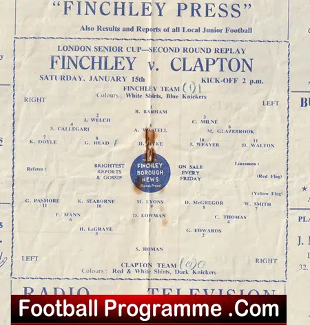 Finchley v Clapton 1955 - London Senior Cup Replay - Image 3