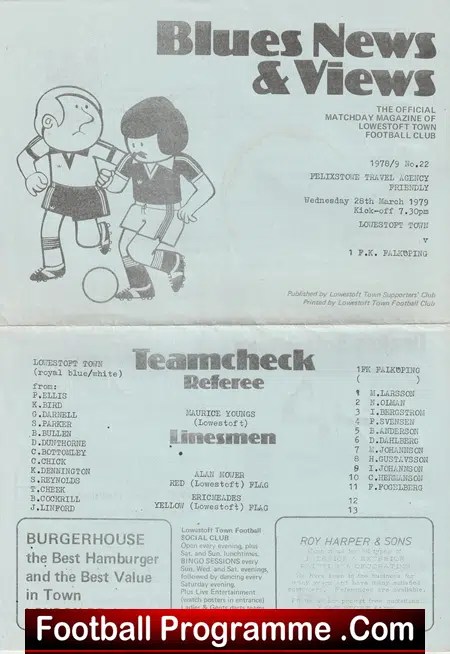 Lowestoft Town v 1FK Falkoping 1979 - Friendly Match - Sweden Team - Image 2