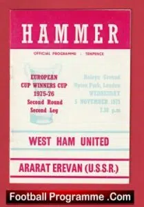 West Ham United v Ararat Erevan 1975 – USSR Russia Team