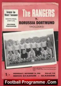 Glasgow Rangersv Borussia Dortmund 1966 – European Cup