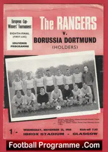 Glasgow Rangersv Borussia Dortmund 1966 – European Cup