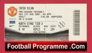 Manchester United v Inter Milan 2007 – Match Ticket Friendly