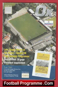 Oxford United v Port Vale 2001 – Last League Match The Manor