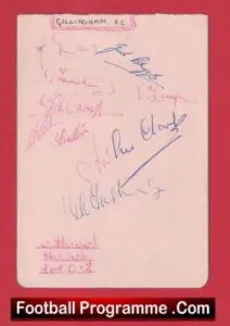 Gillingham Football Club Multi Signed Sheet Pos 1960s ?