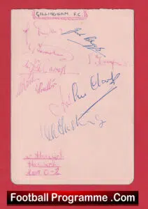 Gillingham Football Club Multi Signed Sheet Pos 1960s ?