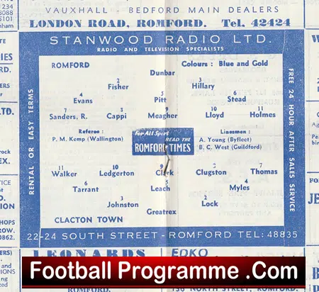 Romford v Clacton Town 1962 - Football Programme - Image 3