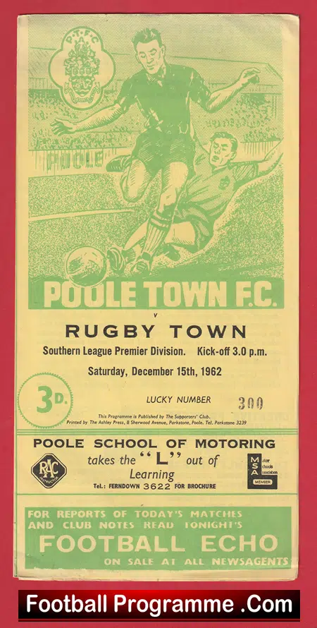 Poole Town v Rugby Town 1962 - Old Football Programme - Image 3