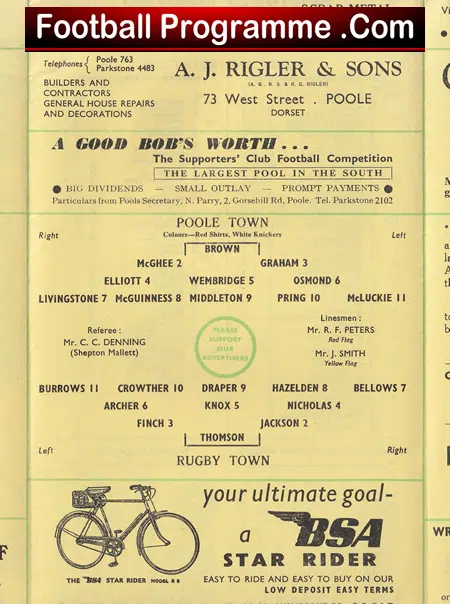 Poole Town v Rugby Town 1962 - Old Football Programme - Image 2