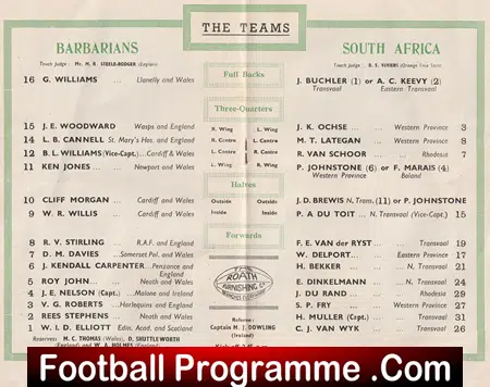 Barbarians Rugby v South Africa 1952 - Cardiff Arms Park - Image 3