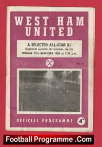 Malcolm Allison Testimonial Benefit Match West Ham United 1958