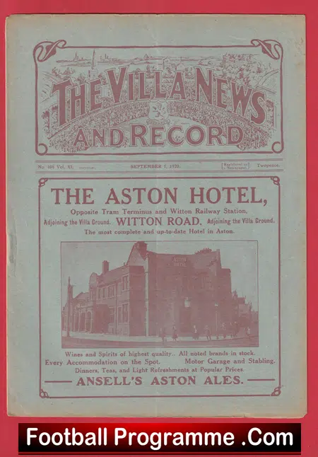 Aston Villa v Everton 1920 - 1920s Football Programmes - Image 2