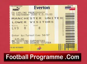 Everton v Manchester United 2000 – Match Ticket