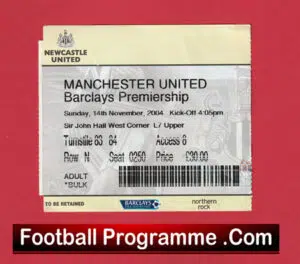 Newcastle United v Manchester United 2004 – Football Ticket
