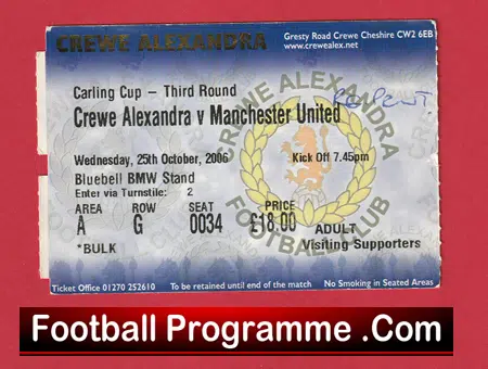 Crewe Alexandra v Manchester United 2006 - League Cup Ticket - Image 2