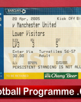 Everton v Manchester United 2005 – Match Ticket