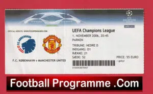 Copenhagen v Manchester United 2006 – Match Ticket Denmark